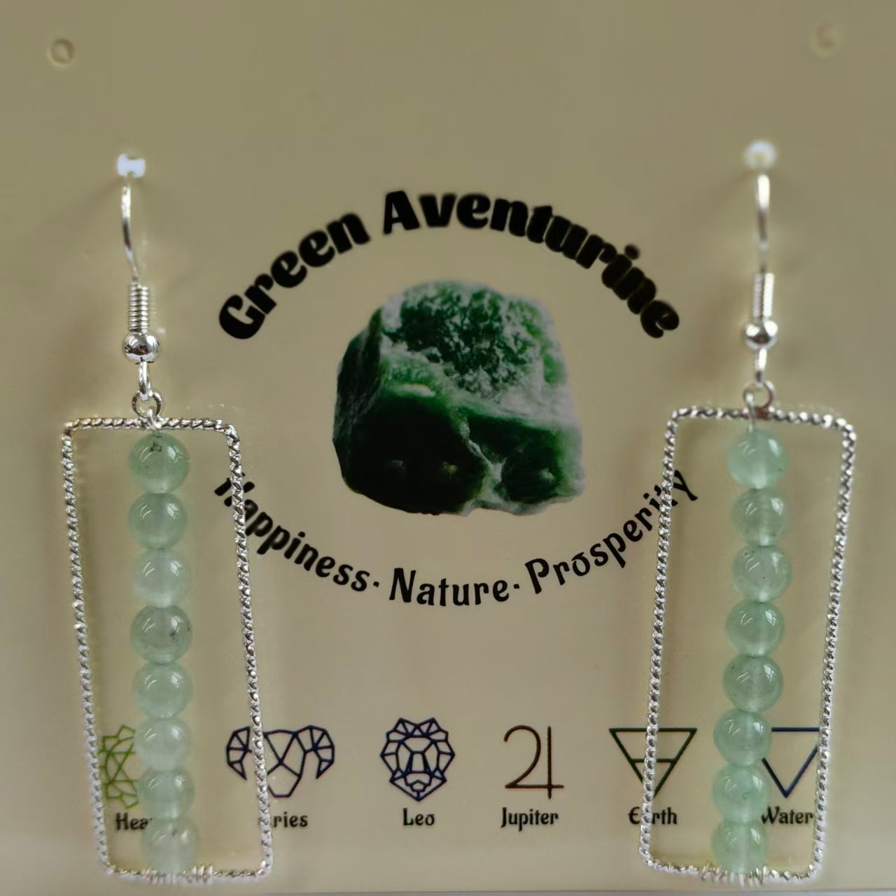 Rectangular Drop Earrings Natural Gemstone Beaded Brass Wire Handmade | Confidence & Grounding | Wholesale Bulk Pricing