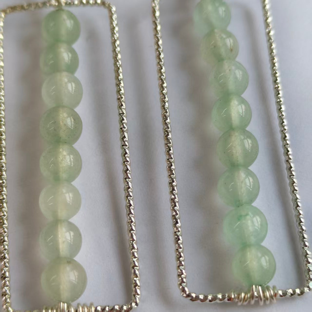 Rectangular Drop Earrings Natural Gemstone Beaded Brass Wire Handmade | Confidence & Grounding | Wholesale Bulk Pricing