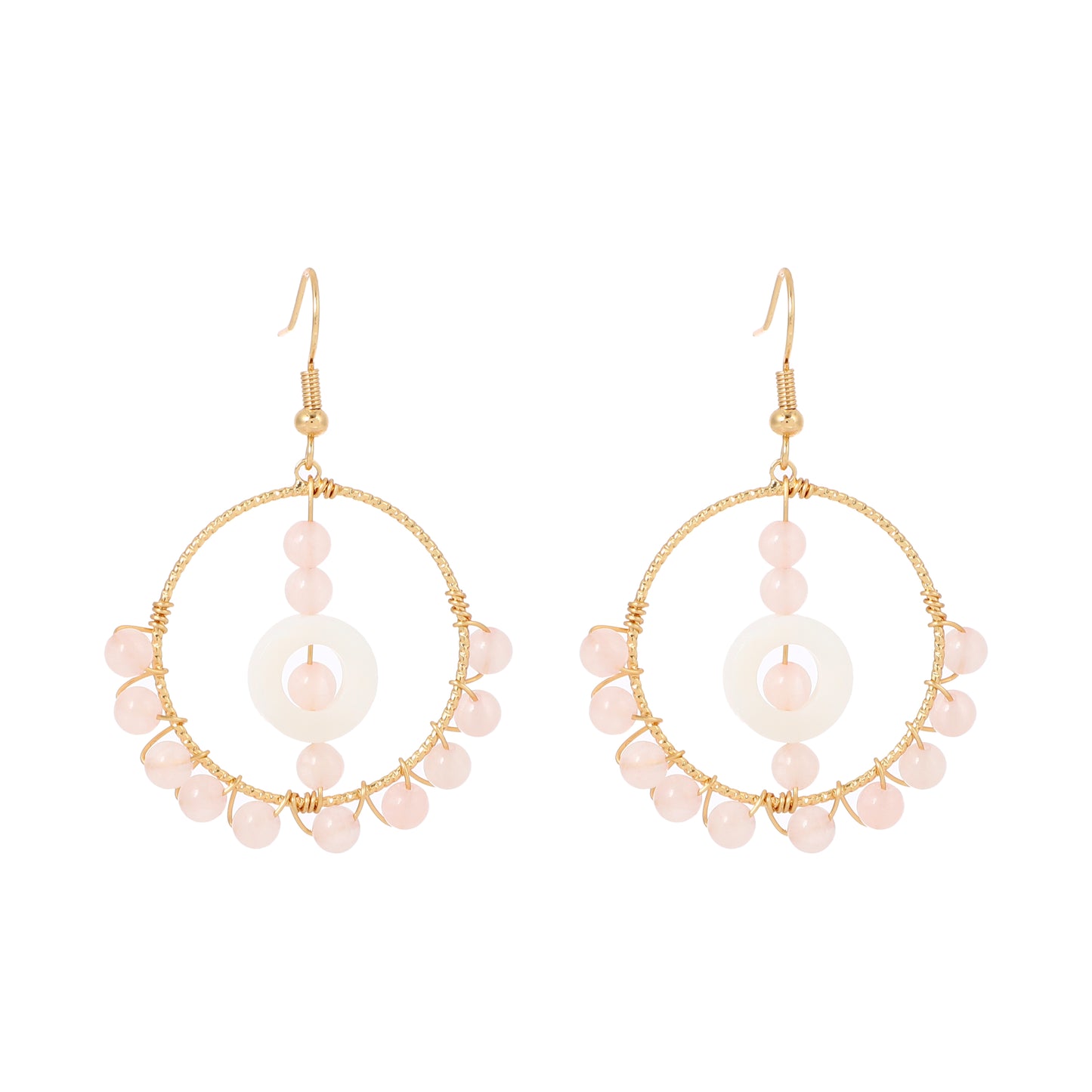 Round Wire Earrings Natural Gemstone Handmade | Compassion & Protection | Wholesale Bulk Pricing