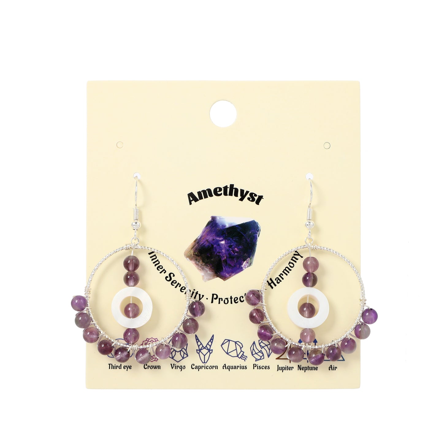 Round Wire Earrings Natural Gemstone Handmade | Compassion & Protection | Wholesale Bulk Pricing