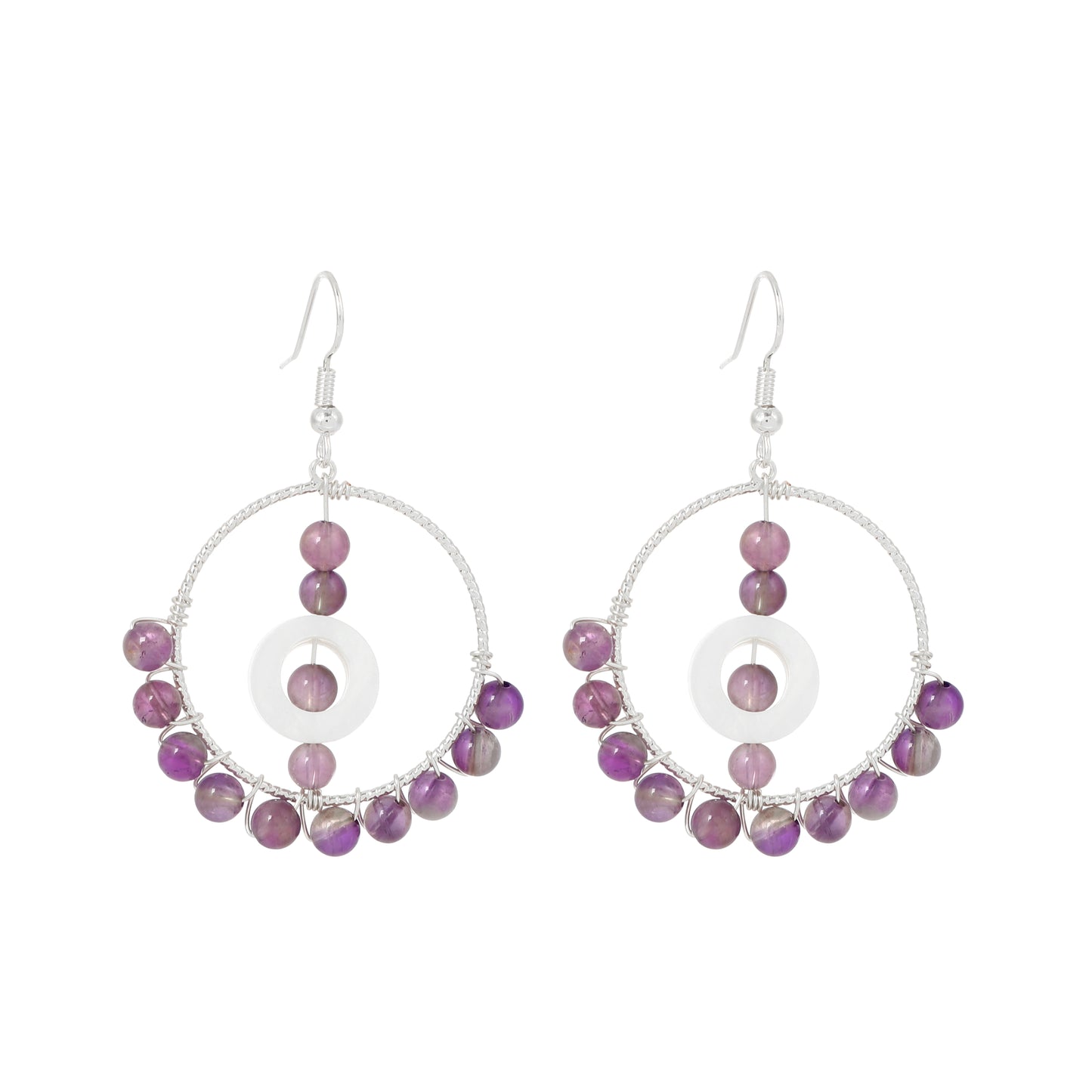 Round Wire Earrings Natural Gemstone Handmade | Compassion & Protection | Wholesale Bulk Pricing