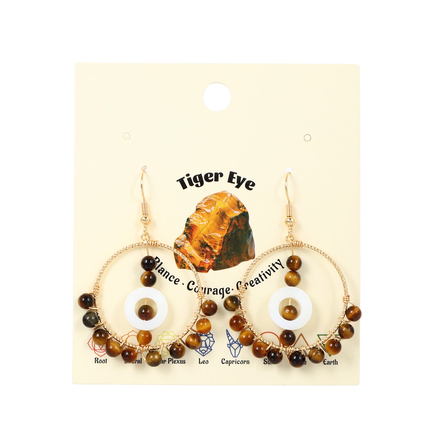 Round Wire Earrings Natural Gemstone Handmade | Compassion & Protection | Wholesale Bulk Pricing