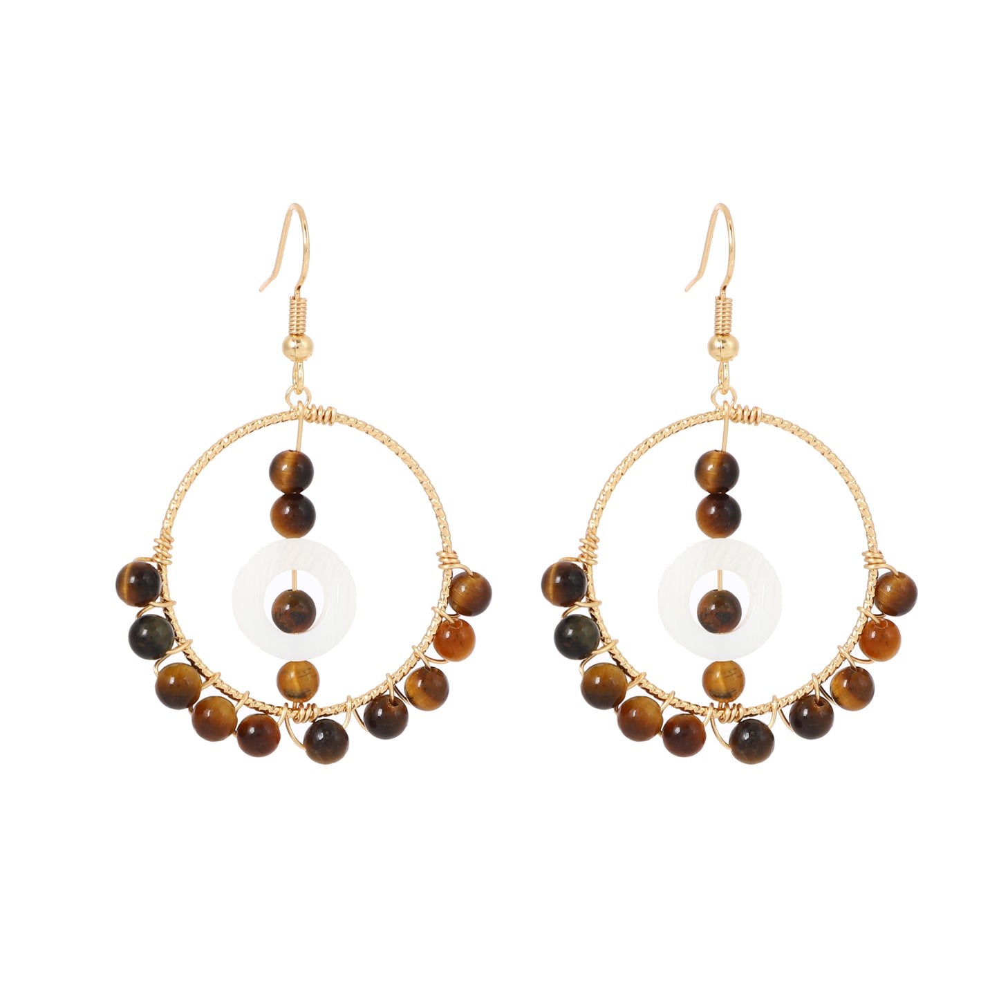 Round Wire Earrings Natural Gemstone Handmade | Compassion & Protection | Wholesale Bulk Pricing