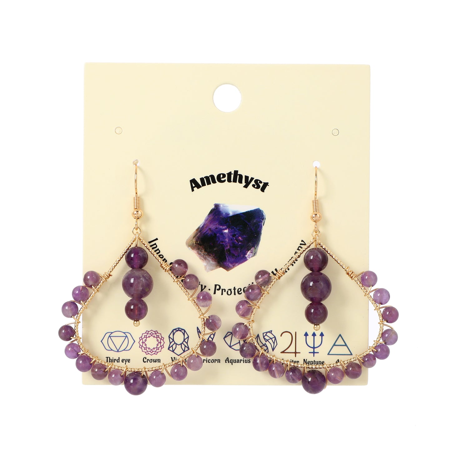 Teardrop Wire Earrings Natural Gemstone Handmade | Protection & Healing | Wholesale Bulk Pricing