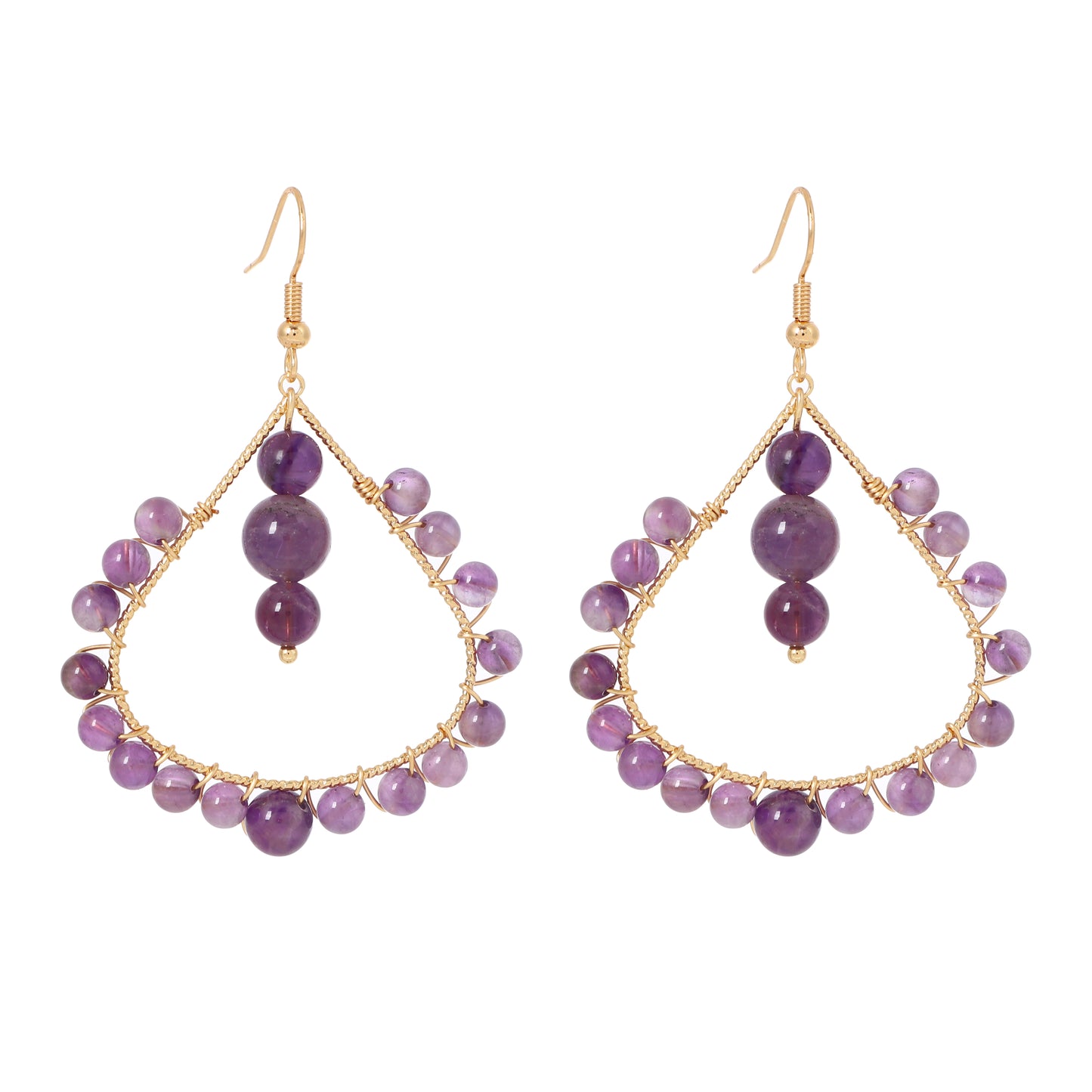 Teardrop Wire Earrings Natural Gemstone Handmade | Protection & Healing | Wholesale Bulk Pricing