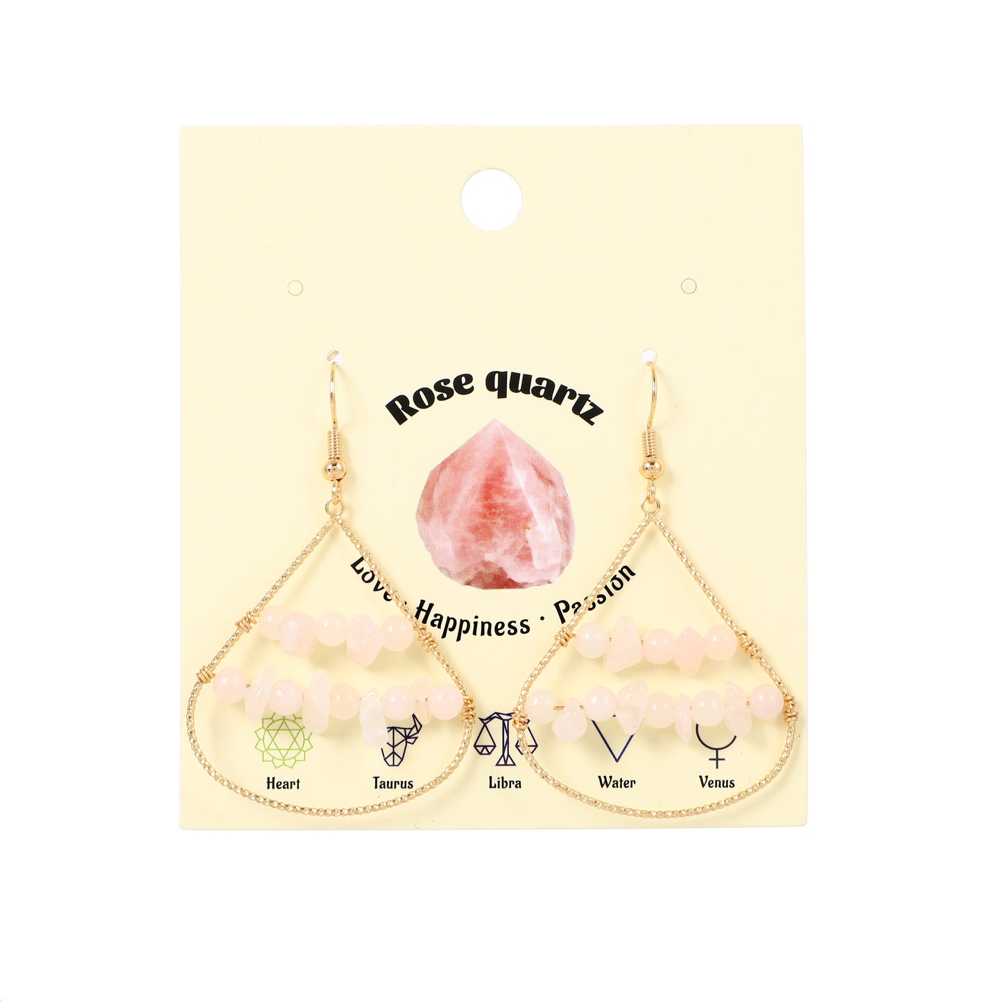 Teardrop Earrings Natural Gemstone Brass Wire Handmade | Courage & Success | Wholesale Bulk Pricing