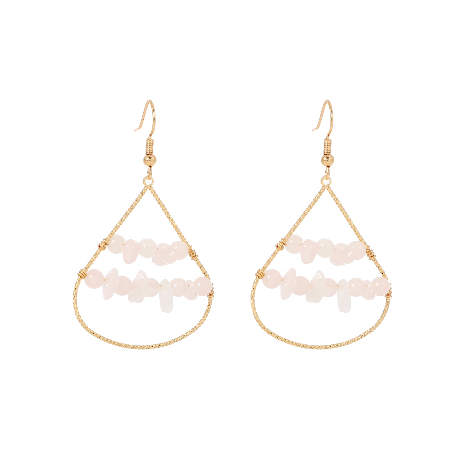 Teardrop Earrings Natural Gemstone Brass Wire Handmade | Courage & Success | Wholesale Bulk Pricing