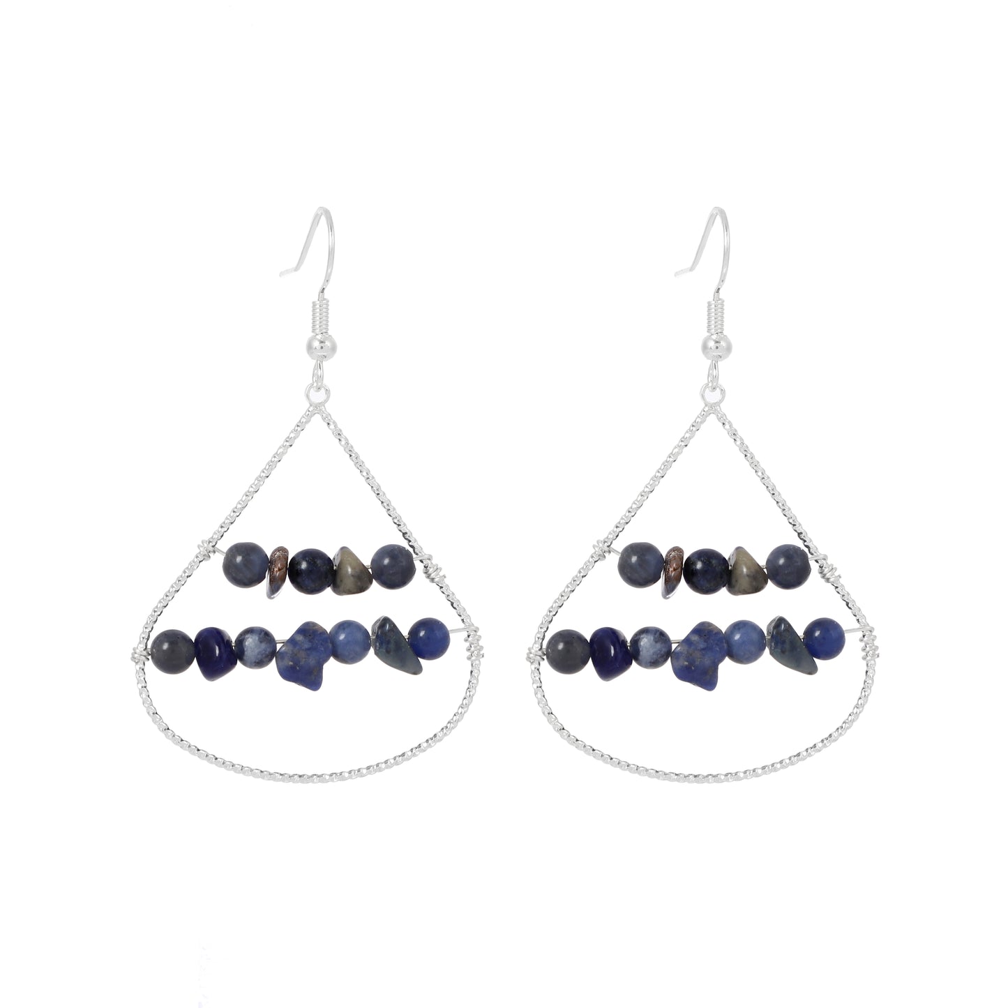 Teardrop Earrings Natural Gemstone Brass Wire Handmade | Courage & Success | Wholesale Bulk Pricing