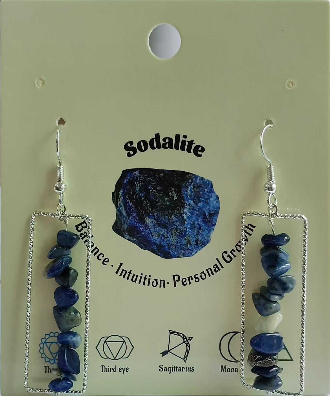 Rectangular Drop Earrings Natural Gemstone Chip Beads Brass Wire Handcraft | Emotional Healing & Communication | Wholesale Bulk Pricing