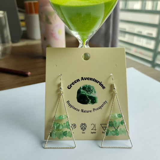 Triangle Earrings Natural Gemstone Brass Wire Handmade | Luck & Calm | Wholesale Bulk Pricing