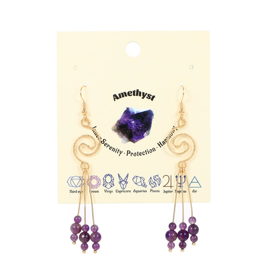 Spiral Earrings Natural Gemstone Brass Wire Handmade | Luck & Calm | Wholesale Bulk Pricing
