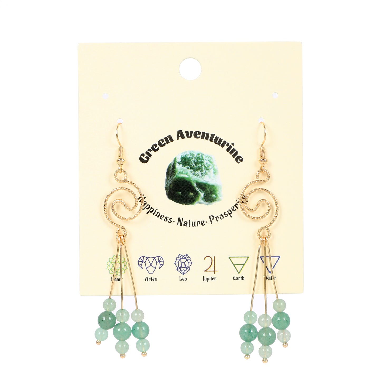 Spiral Earrings Natural Gemstone Brass Wire Handmade | Luck & Calm | Wholesale Bulk Pricing