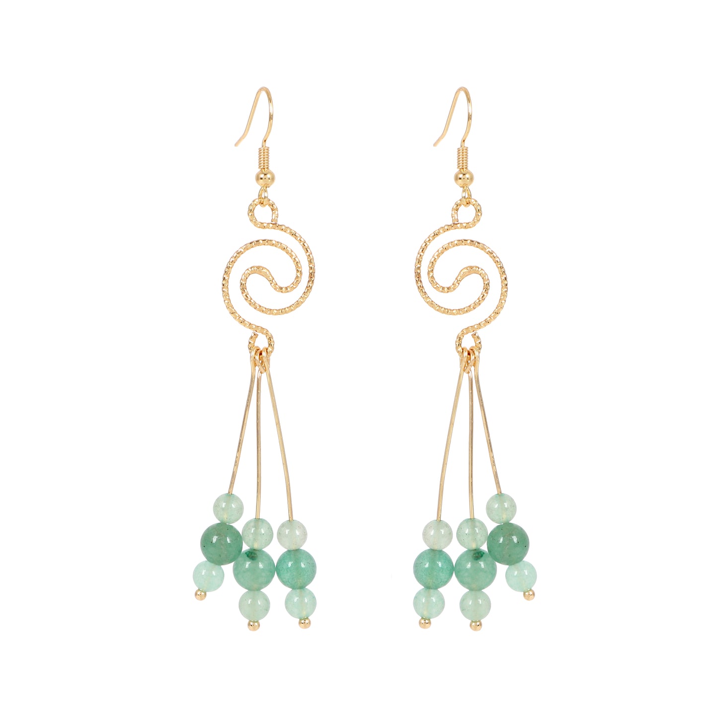 Spiral Earrings Natural Gemstone Brass Wire Handmade | Luck & Calm | Wholesale Bulk Pricing