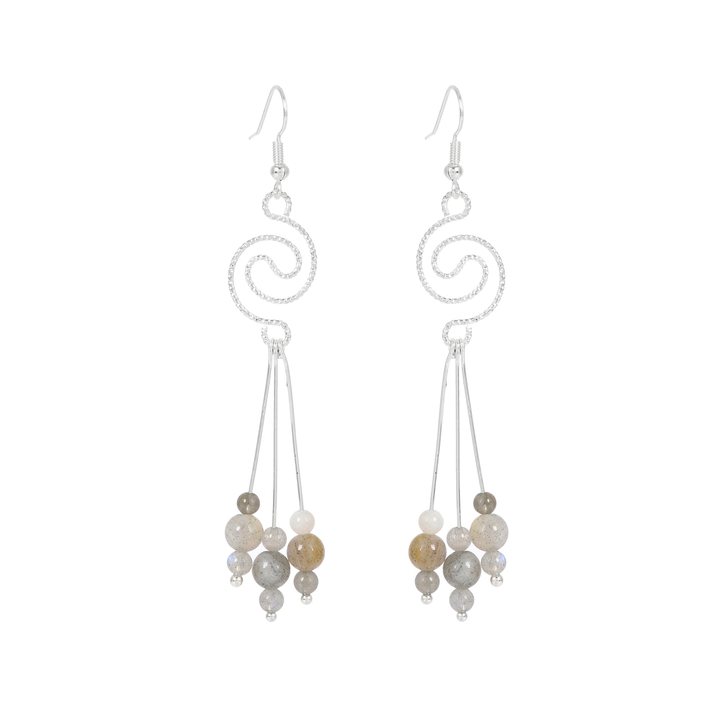 Spiral Earrings Natural Gemstone Brass Wire Handmade | Luck & Calm | Wholesale Bulk Pricing