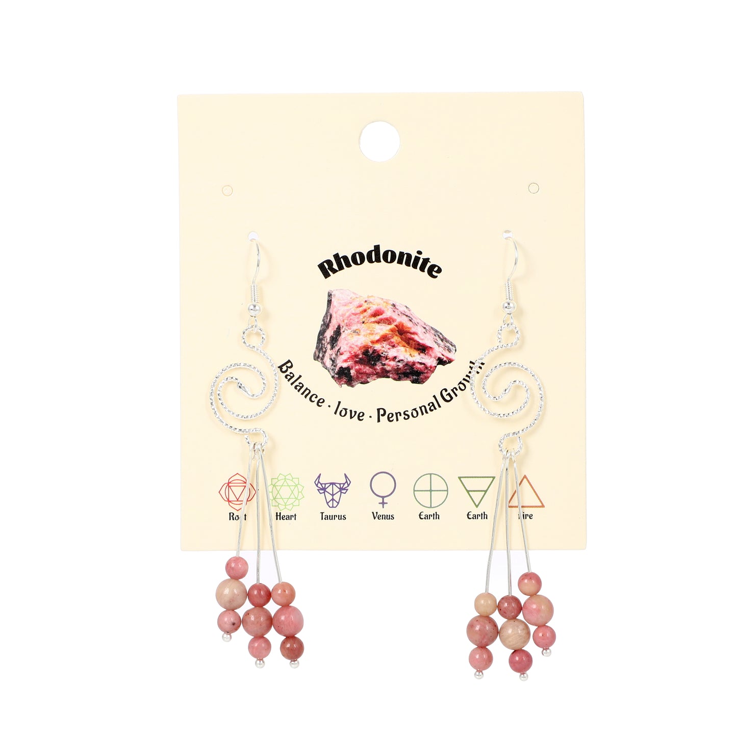 Spiral Earrings Natural Gemstone Brass Wire Handmade | Luck & Calm | Wholesale Bulk Pricing
