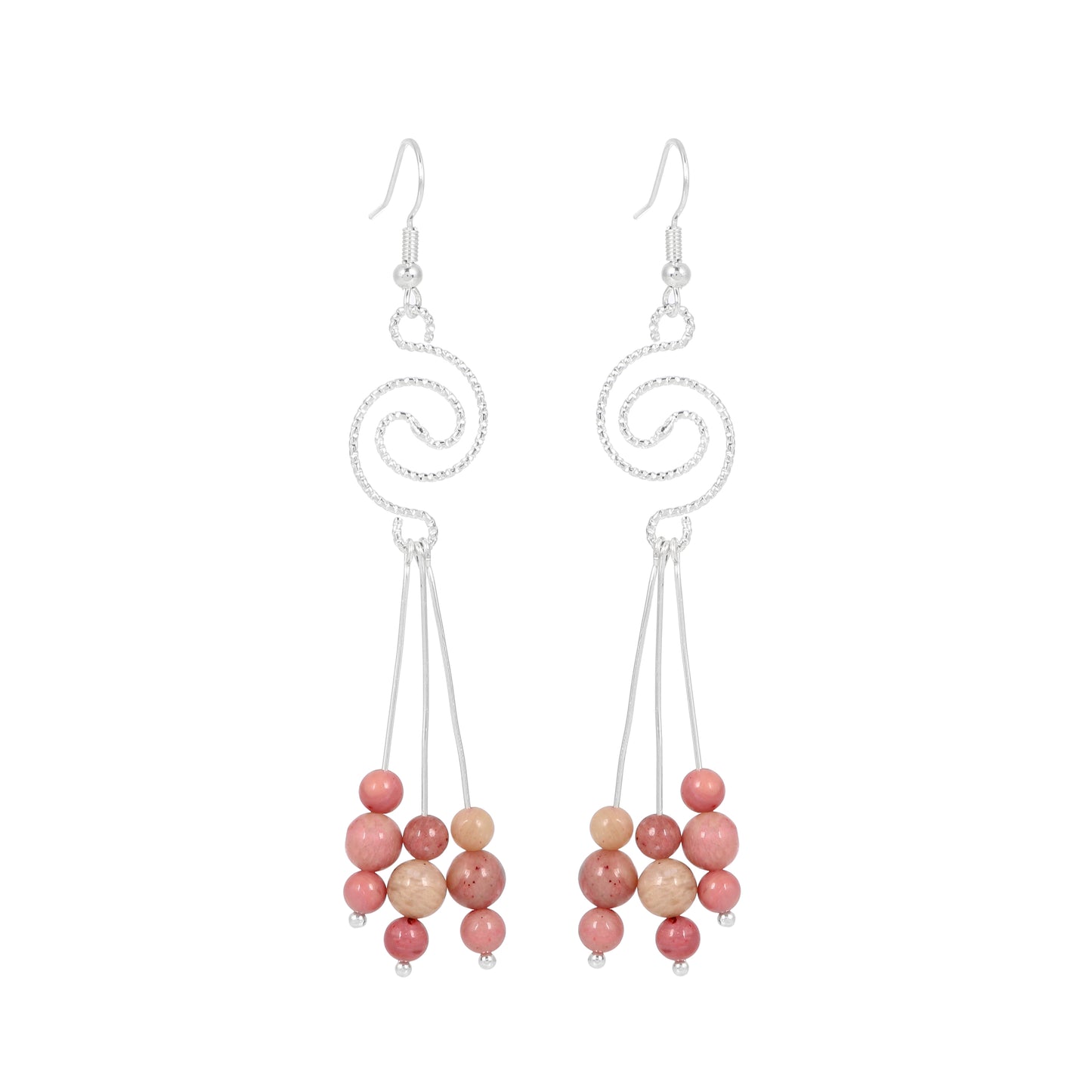 Spiral Earrings Natural Gemstone Brass Wire Handmade | Luck & Calm | Wholesale Bulk Pricing