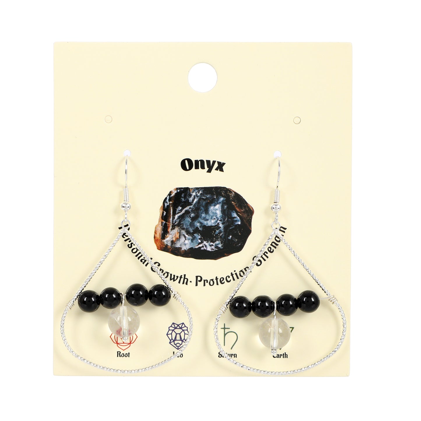 Teardrop Wire Earrings Natural Gemstone Silver Plated Handmade | Protection & Opportunity | Wholesale Bulk Pricing