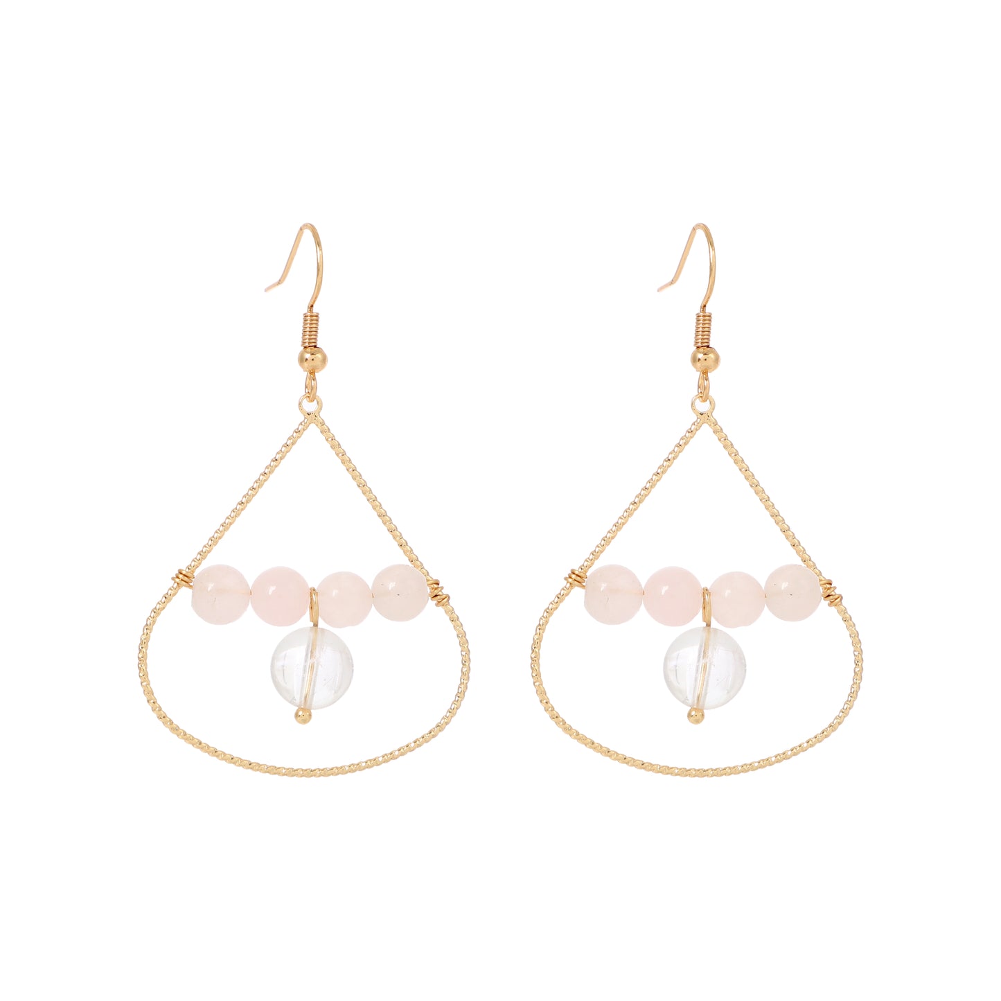 Teardrop Wire Earrings Natural Gemstone Silver Plated Handmade | Protection & Opportunity | Wholesale Bulk Pricing