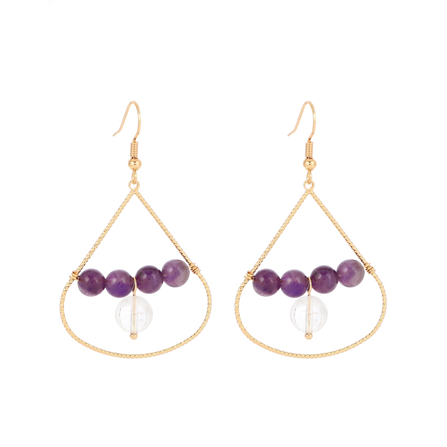 Teardrop Wire Earrings Natural Gemstone Silver Plated Handmade | Protection & Opportunity | Wholesale Bulk Pricing