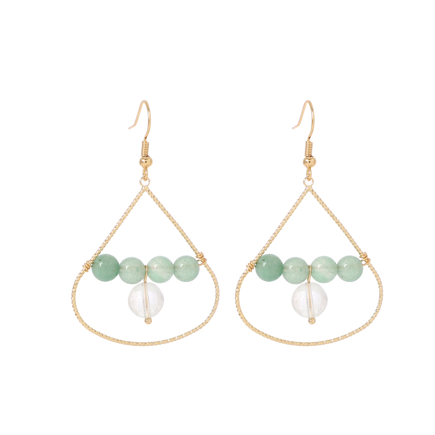 Teardrop Wire Earrings Natural Gemstone Silver Plated Handmade | Protection & Opportunity | Wholesale Bulk Pricing
