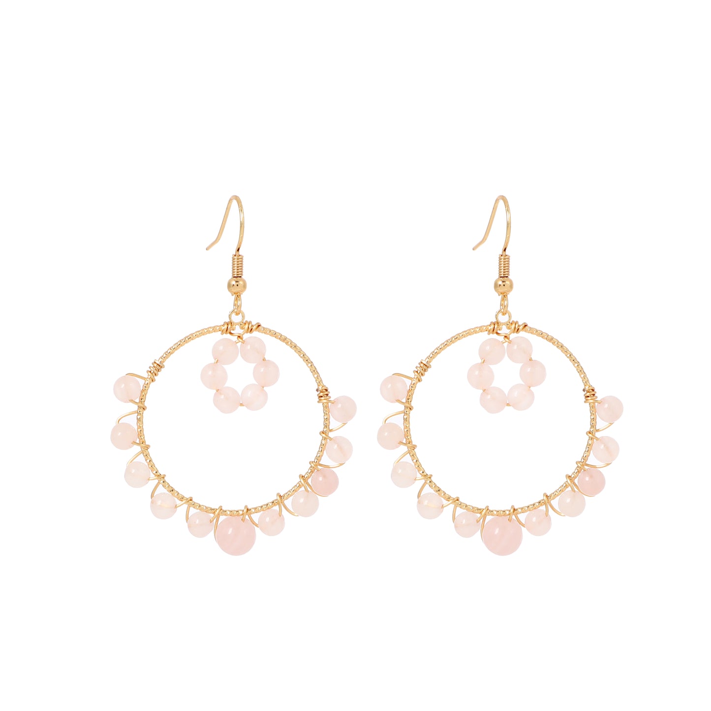 Round Tangle Earrings Natural Gemstone Brass Wire Handmade | Compassion & Protection | Wholesale Bulk Pricing