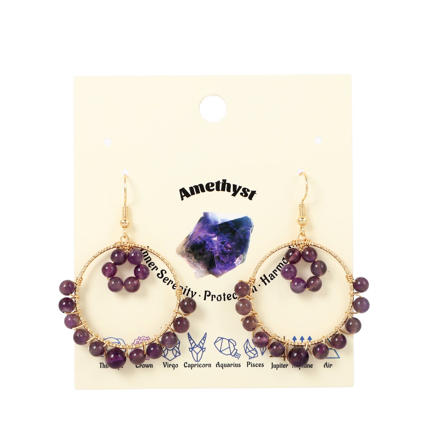 Round Tangle Earrings Natural Gemstone Brass Wire Handmade | Compassion & Protection | Wholesale Bulk Pricing