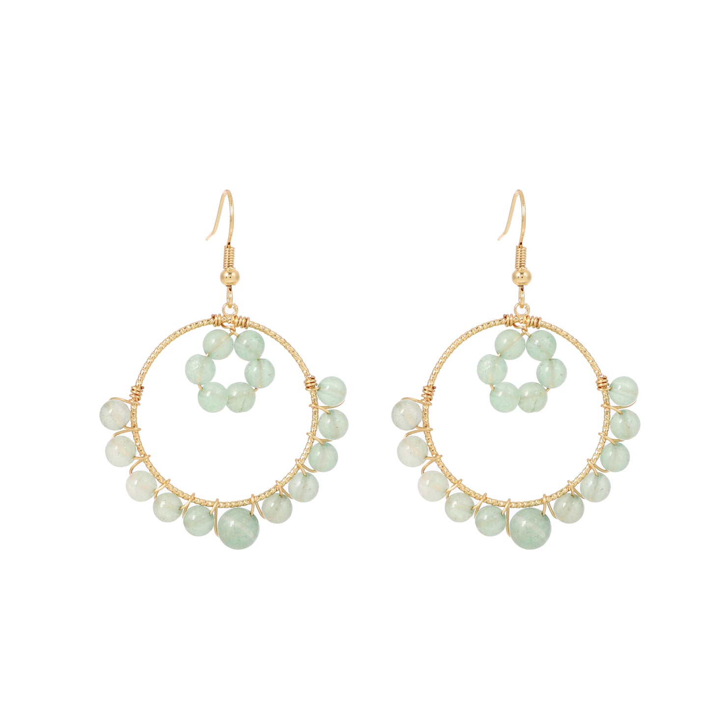 Round Tangle Earrings Natural Gemstone Brass Wire Handmade | Compassion & Protection | Wholesale Bulk Pricing