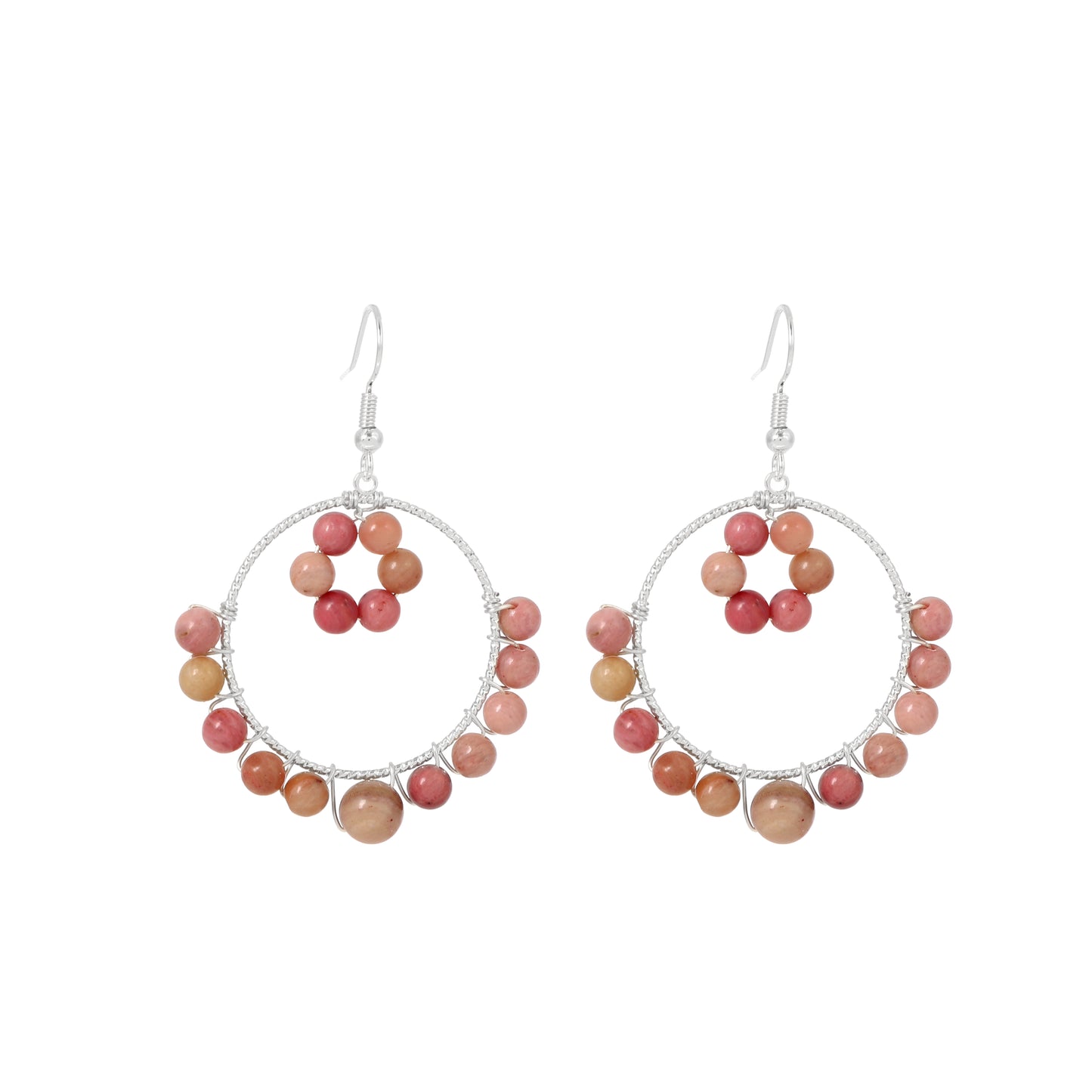 Round Tangle Earrings Natural Gemstone Brass Wire Handmade | Compassion & Protection | Wholesale Bulk Pricing