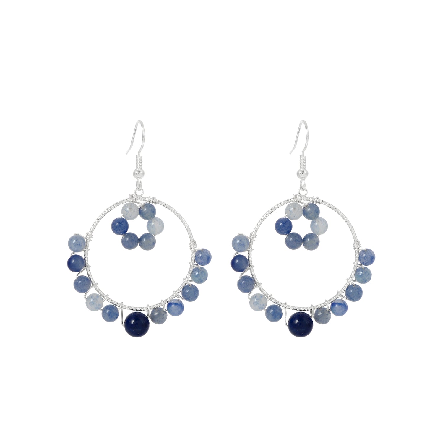 Round Tangle Earrings Natural Gemstone Brass Wire Handmade | Compassion & Protection | Wholesale Bulk Pricing