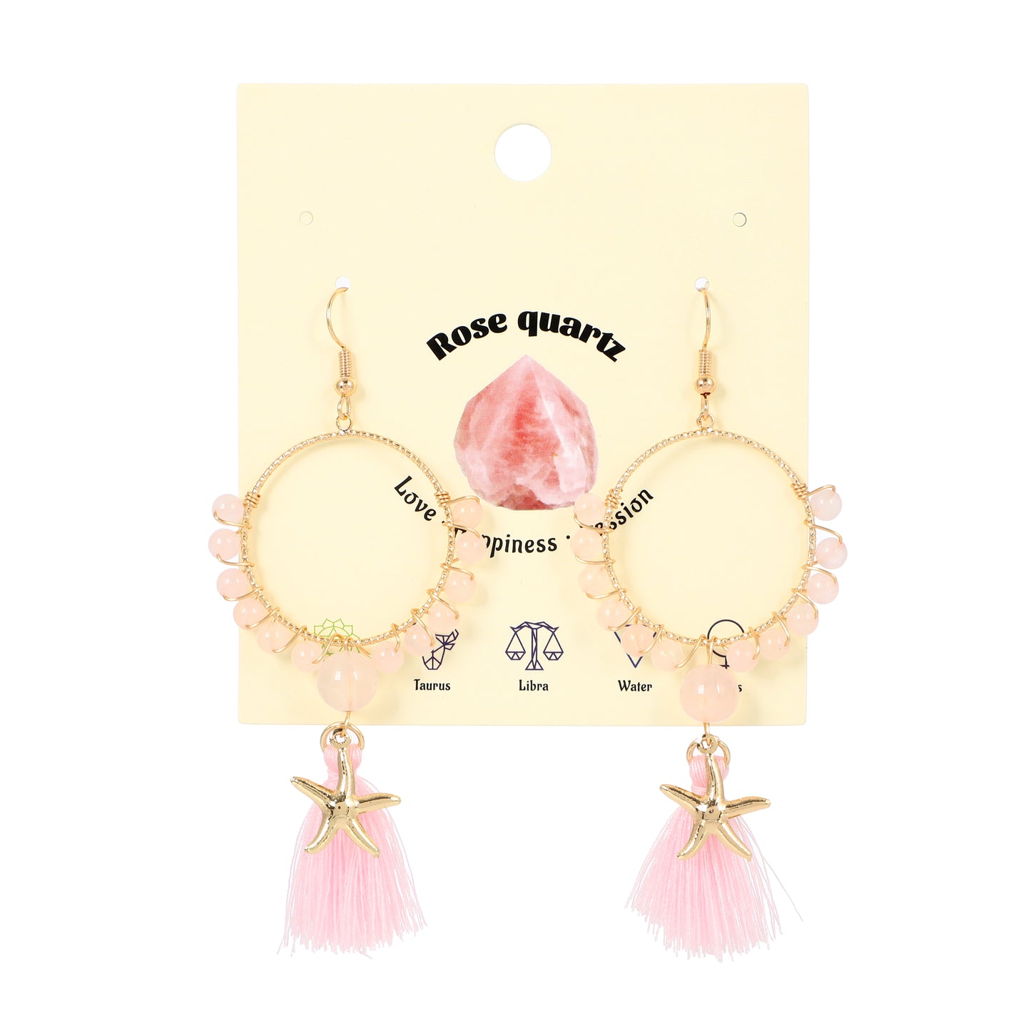 Tassel Earrings Starfish Charm Natural Gemstone Beaded | Wisdom & Opportunity | Wholesale Bulk Pricing