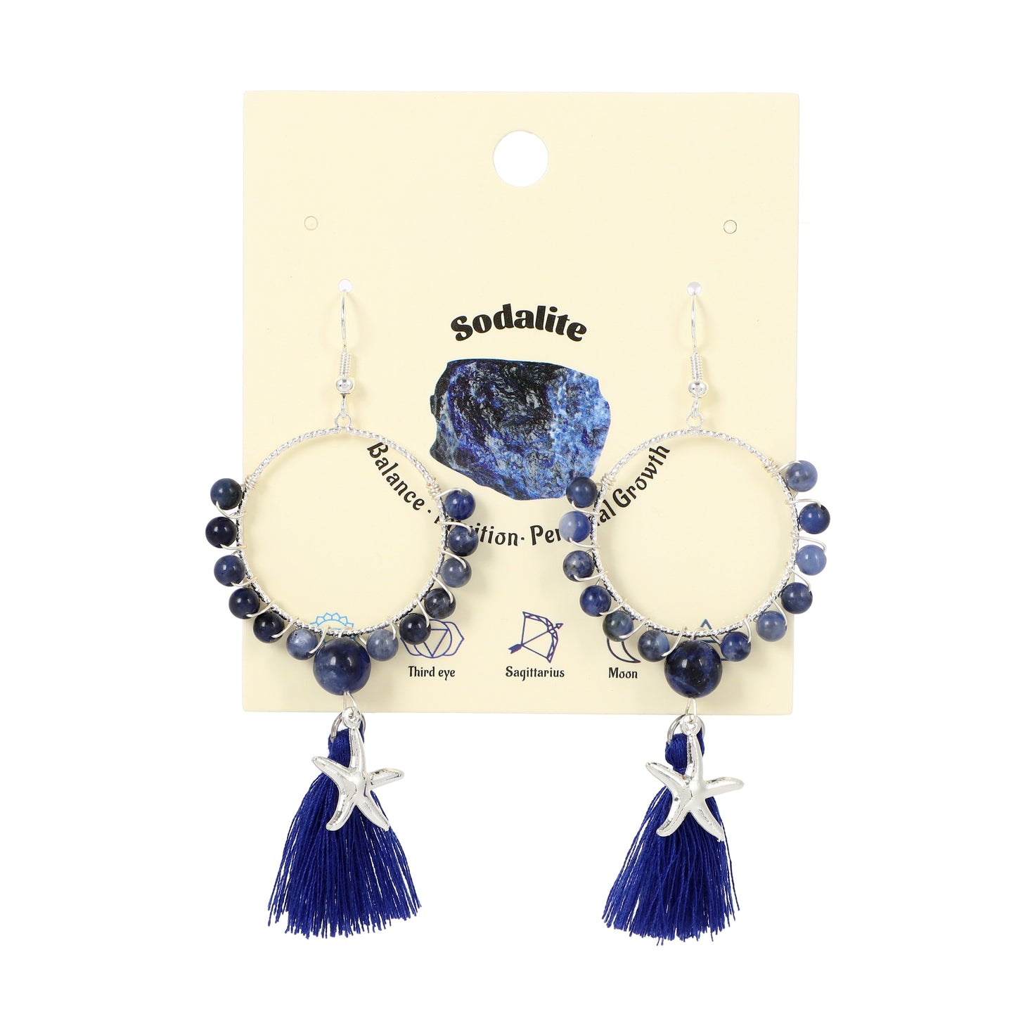 Tassel Earrings Starfish Charm Natural Gemstone Beaded | Wisdom & Opportunity | Wholesale Bulk Pricing