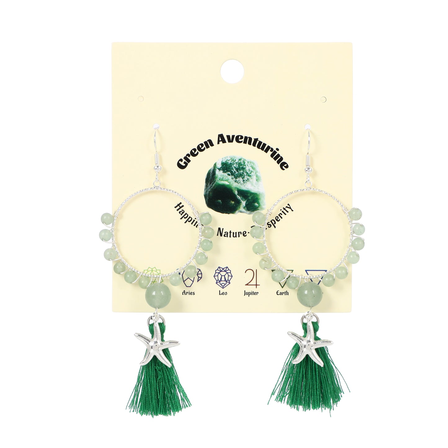 Tassel Earrings Starfish Charm Natural Gemstone Beaded | Wisdom & Opportunity | Wholesale Bulk Pricing