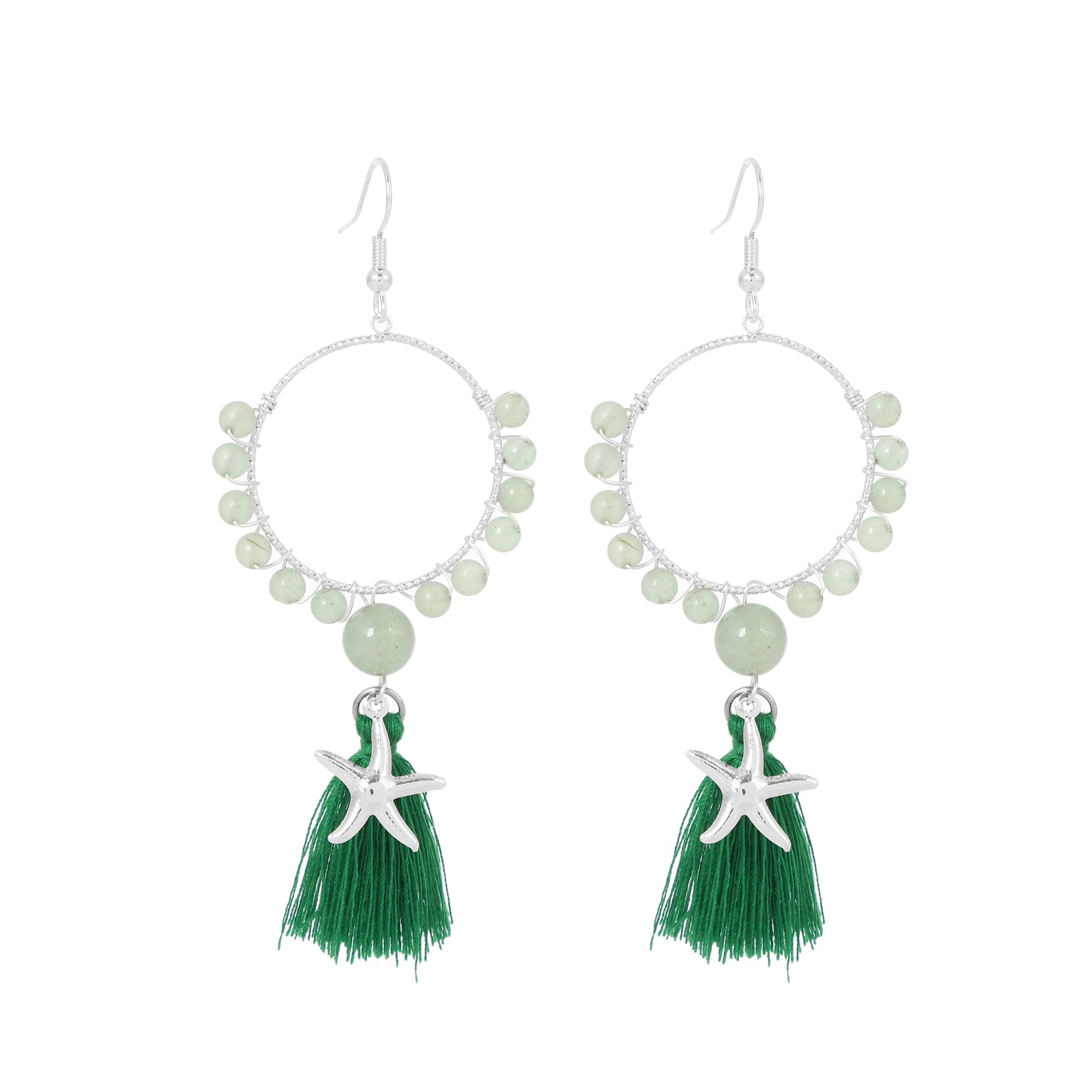 Tassel Earrings Starfish Charm Natural Gemstone Beaded | Wisdom & Opportunity | Wholesale Bulk Pricing