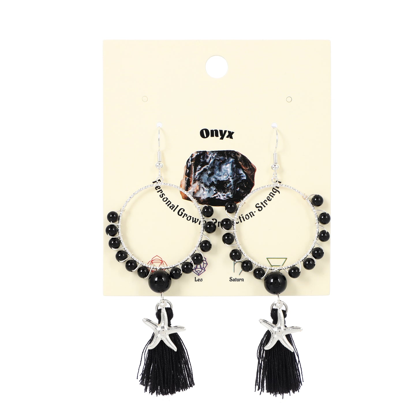 Tassel Earrings Starfish Charm Natural Gemstone Beaded | Wisdom & Opportunity | Wholesale Bulk Pricing