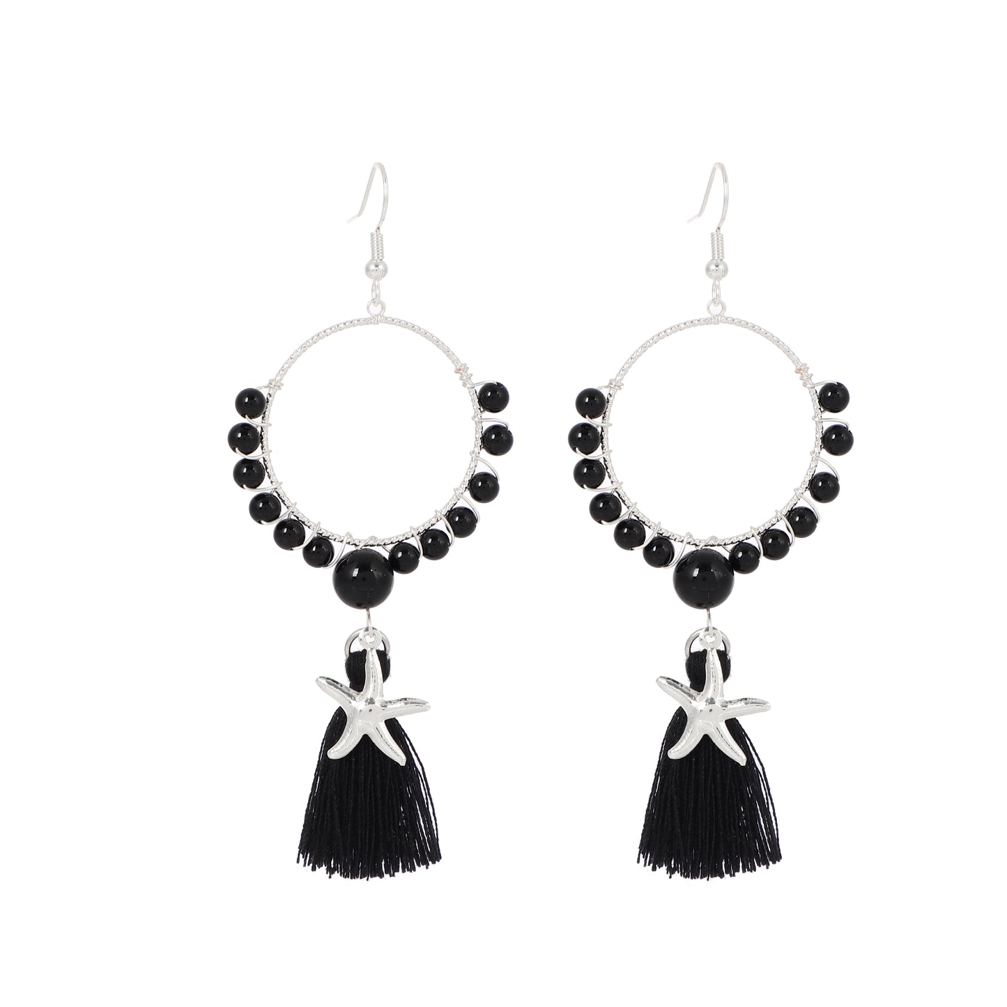 Tassel Earrings Starfish Charm Natural Gemstone Beaded | Wisdom & Opportunity | Wholesale Bulk Pricing