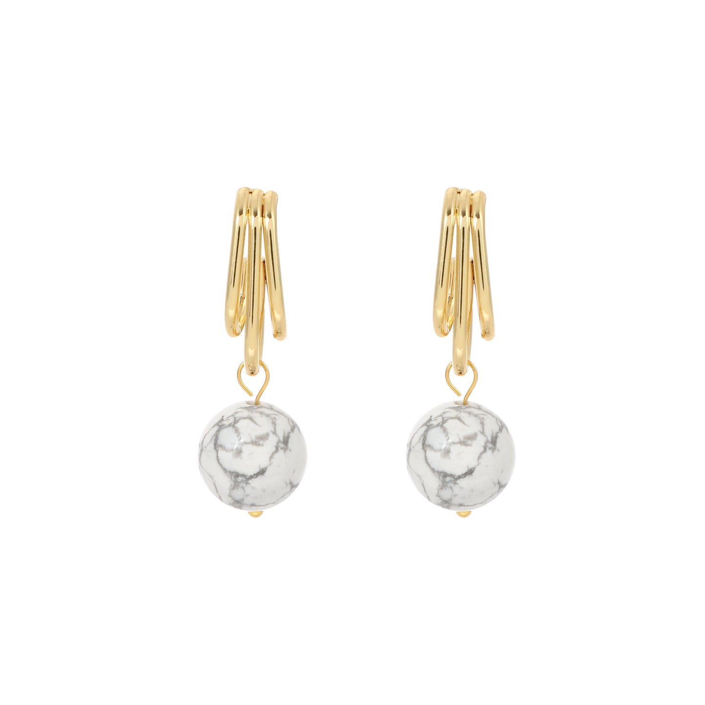 Triple-row Hook Earrings Natural Gemstone Round Bead 12mm | Protection & Prosperity | Wholesale Bulk Pricing