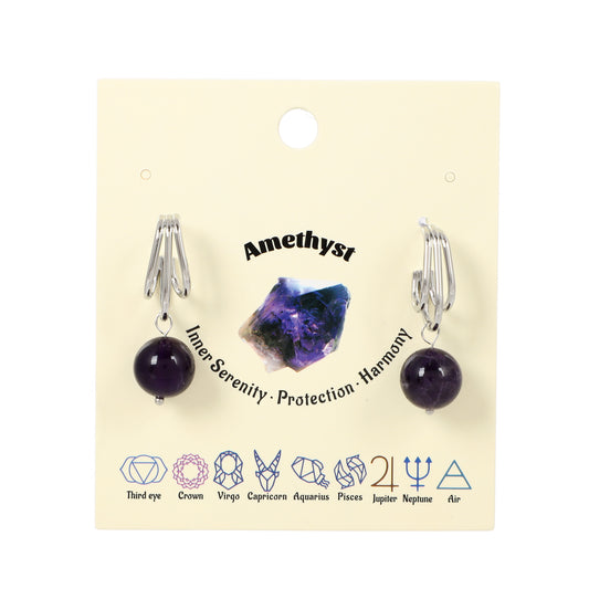 Triple-row Hook Earrings Natural Gemstone Round Bead 12mm | Protection & Prosperity | Wholesale Bulk Pricing