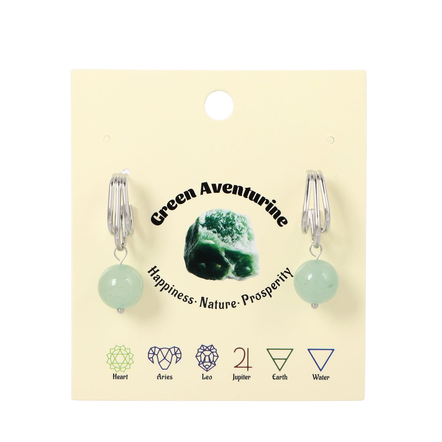 Triple-row Hook Earrings Natural Gemstone Round Bead 12mm | Protection & Prosperity | Wholesale Bulk Pricing
