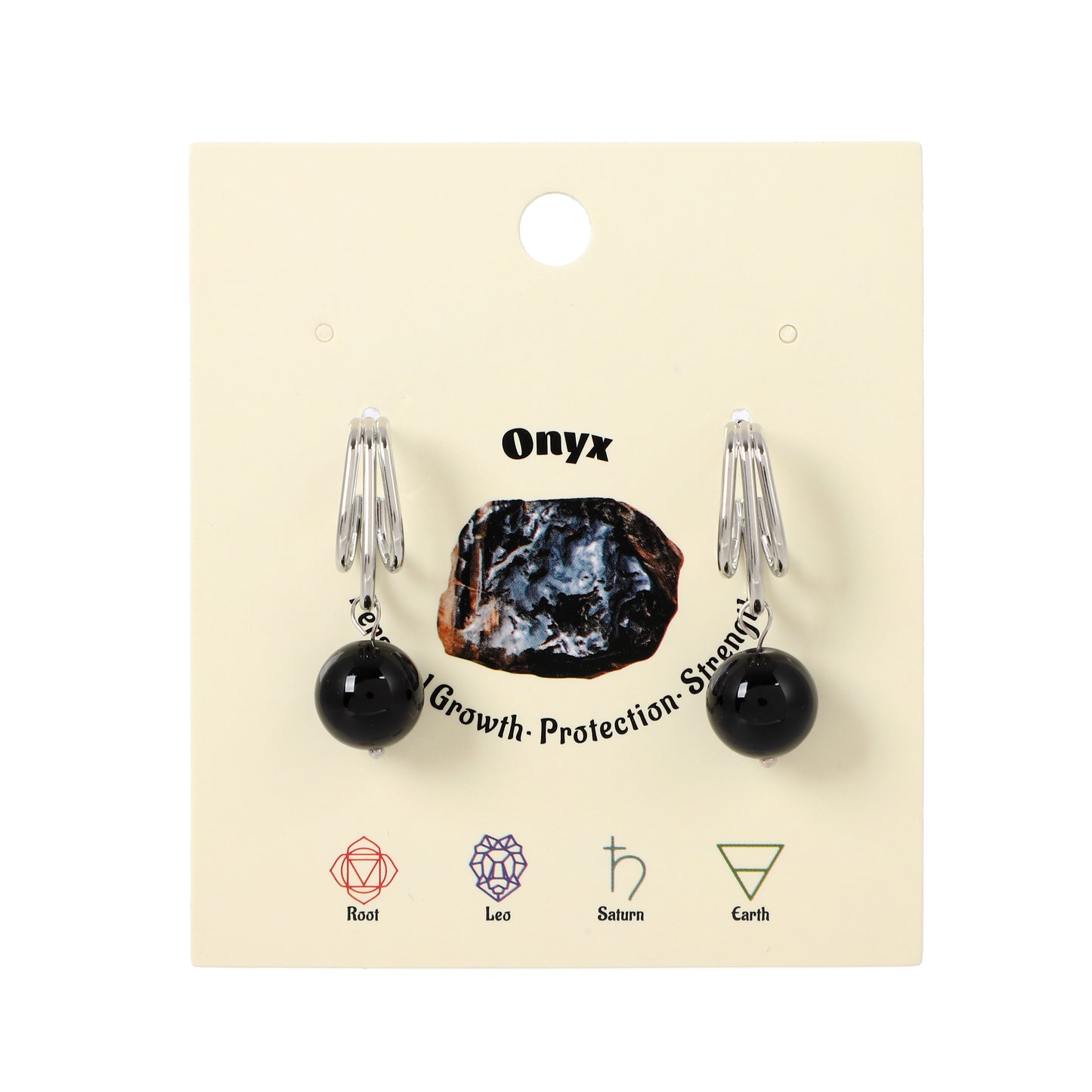 Triple-row Hook Earrings Natural Gemstone Round Bead 12mm | Protection & Prosperity | Wholesale Bulk Pricing