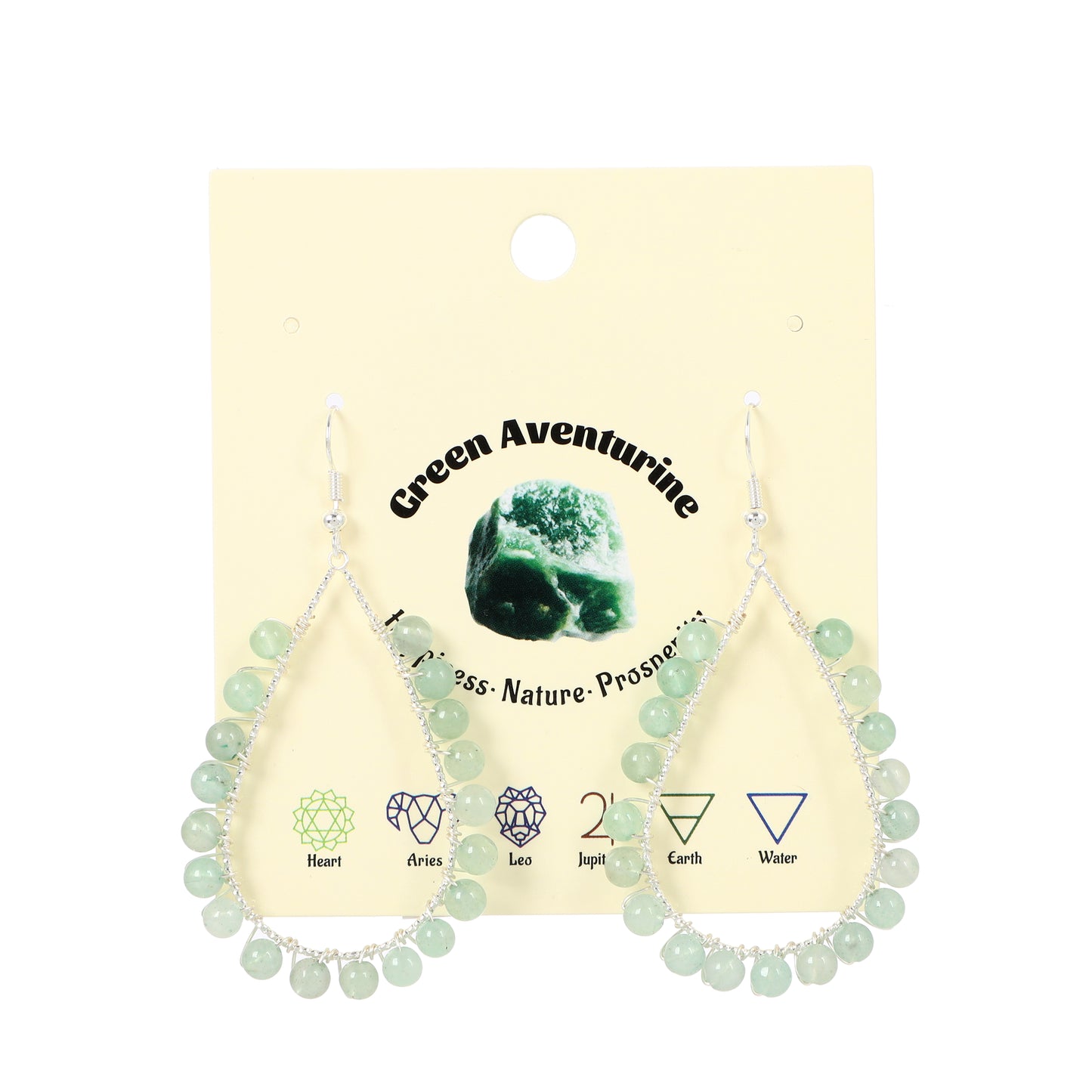 Teardrop Earrings Natural Gemstone Beaded Brass Wire Handmade | Protection & Harmony | Wholesale Bulk Pricing