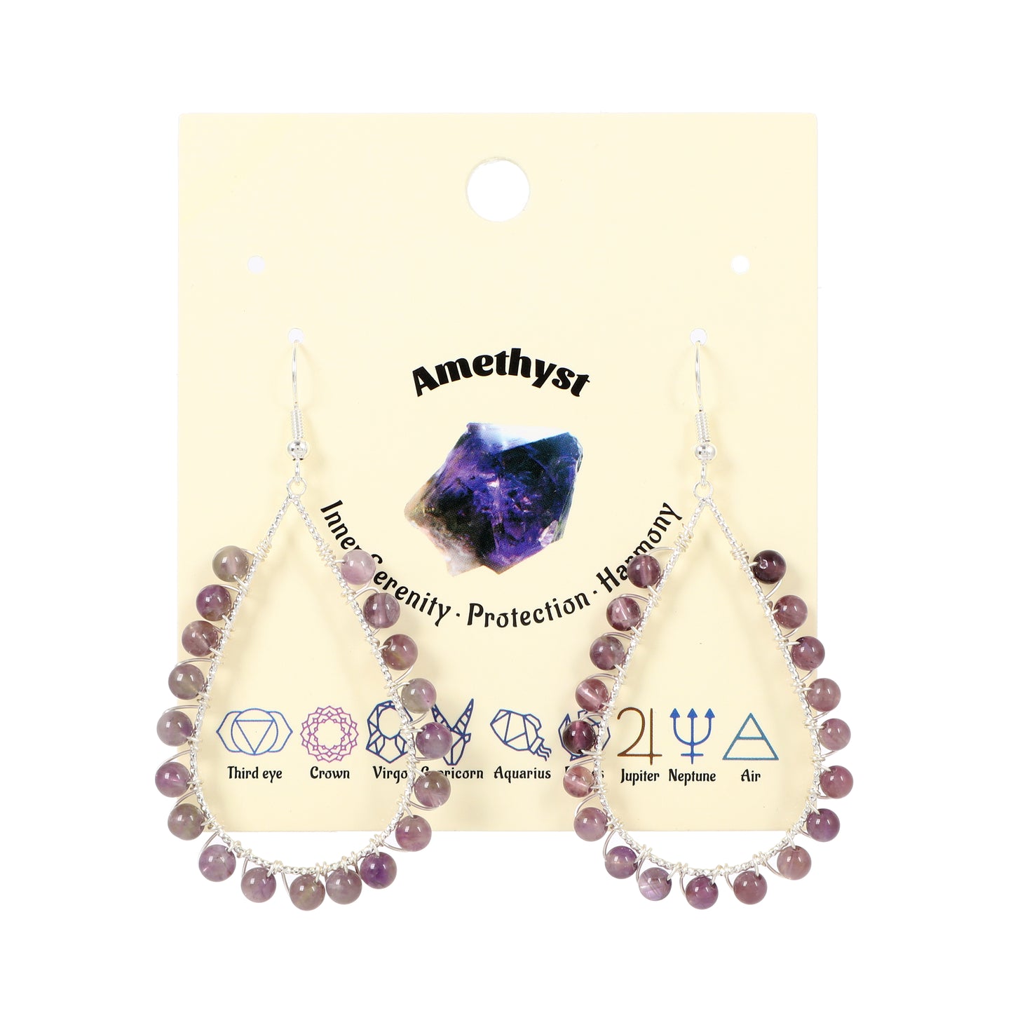 Teardrop Earrings Natural Gemstone Beaded Brass Wire Handmade | Protection & Harmony | Wholesale Bulk Pricing