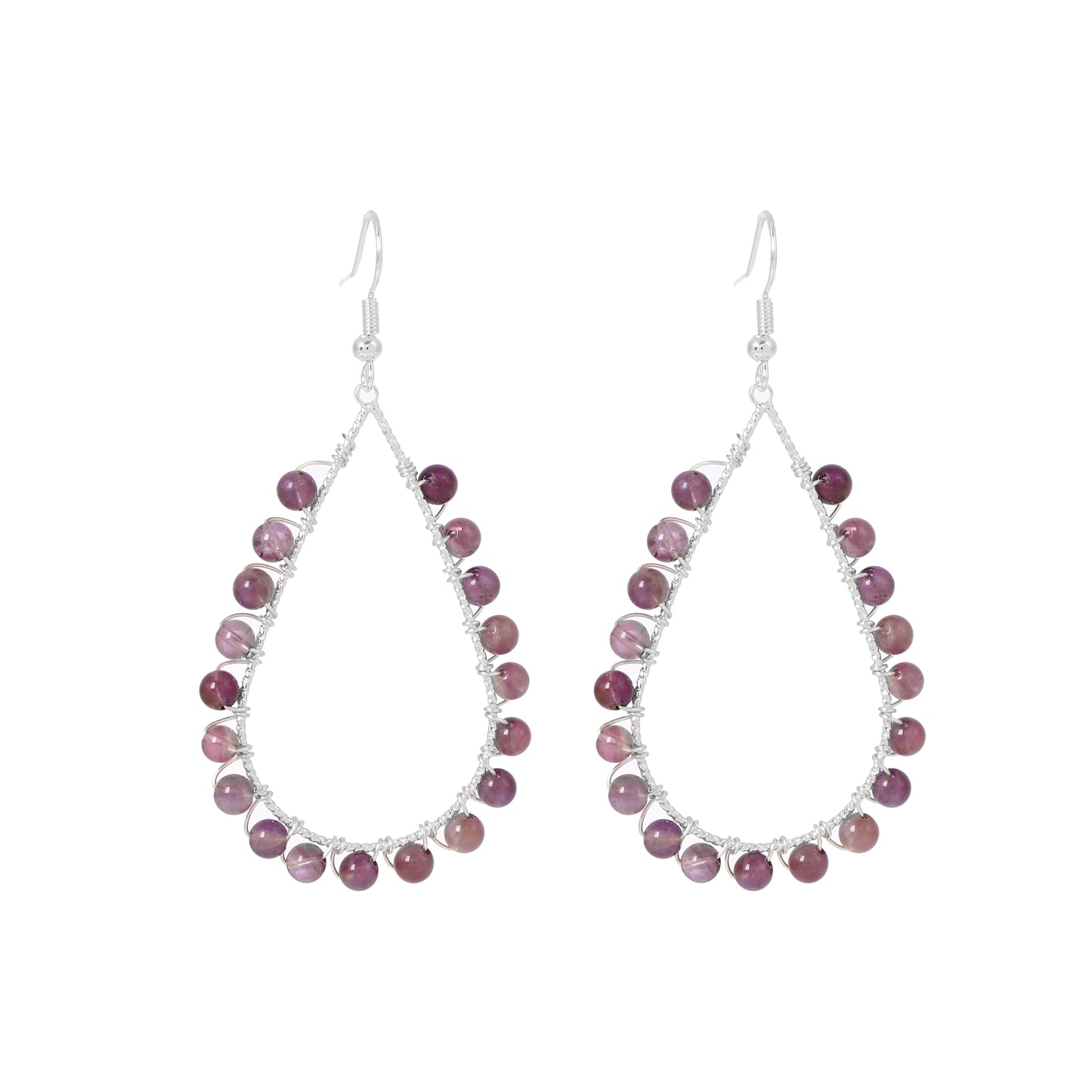 Teardrop Earrings Natural Gemstone Beaded Brass Wire Handmade | Protection & Harmony | Wholesale Bulk Pricing