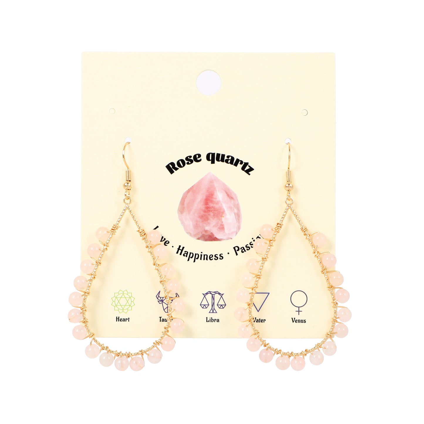 Teardrop Earrings Natural Gemstone Beaded Brass Wire Handmade | Protection & Harmony | Wholesale Bulk Pricing