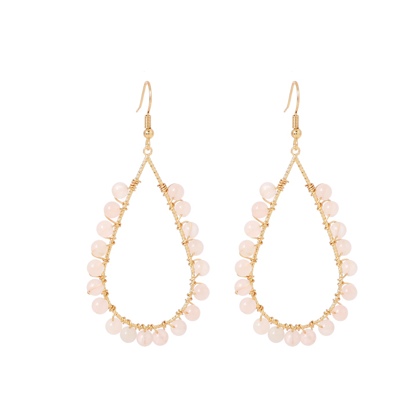 Teardrop Earrings Natural Gemstone Beaded Brass Wire Handmade | Protection & Harmony | Wholesale Bulk Pricing