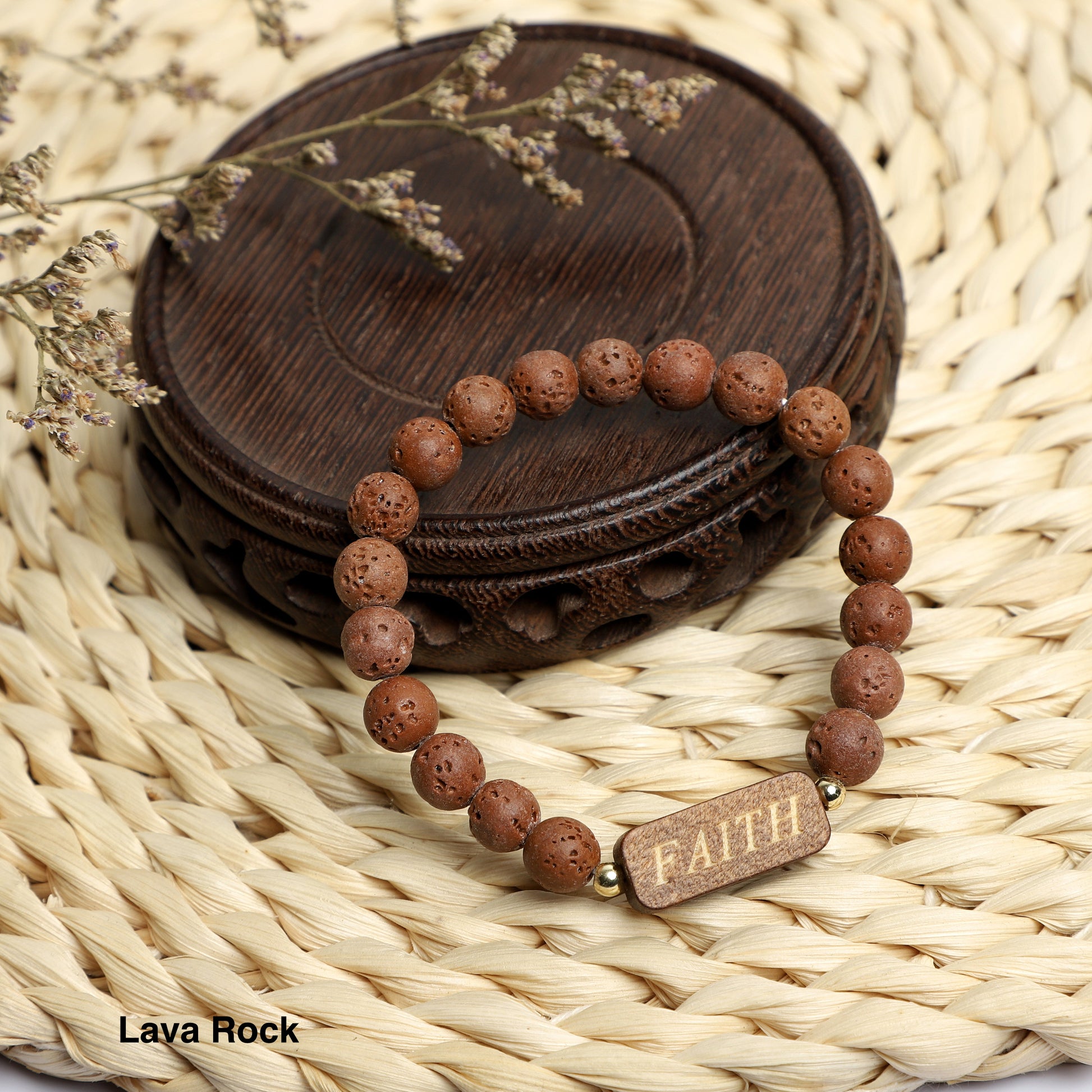 "FAITH" Lava  Bracelets  ( 8mm Lava beads) ROLA DIRECT BUY