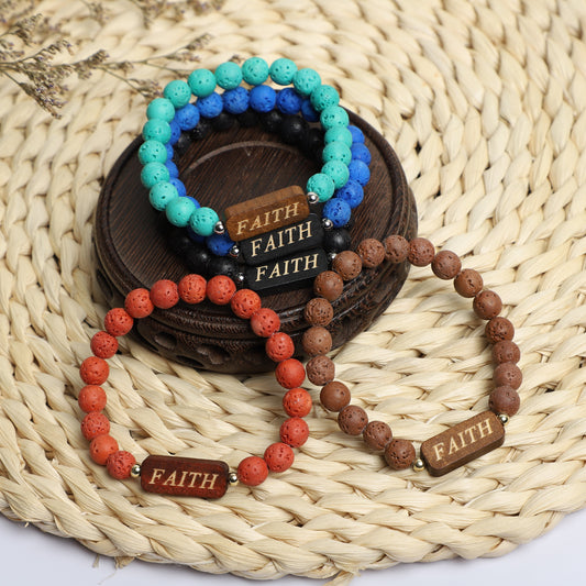 "FAITH" Lava  Bracelets  ( 8mm Lava beads) ROLA DIRECT BUY