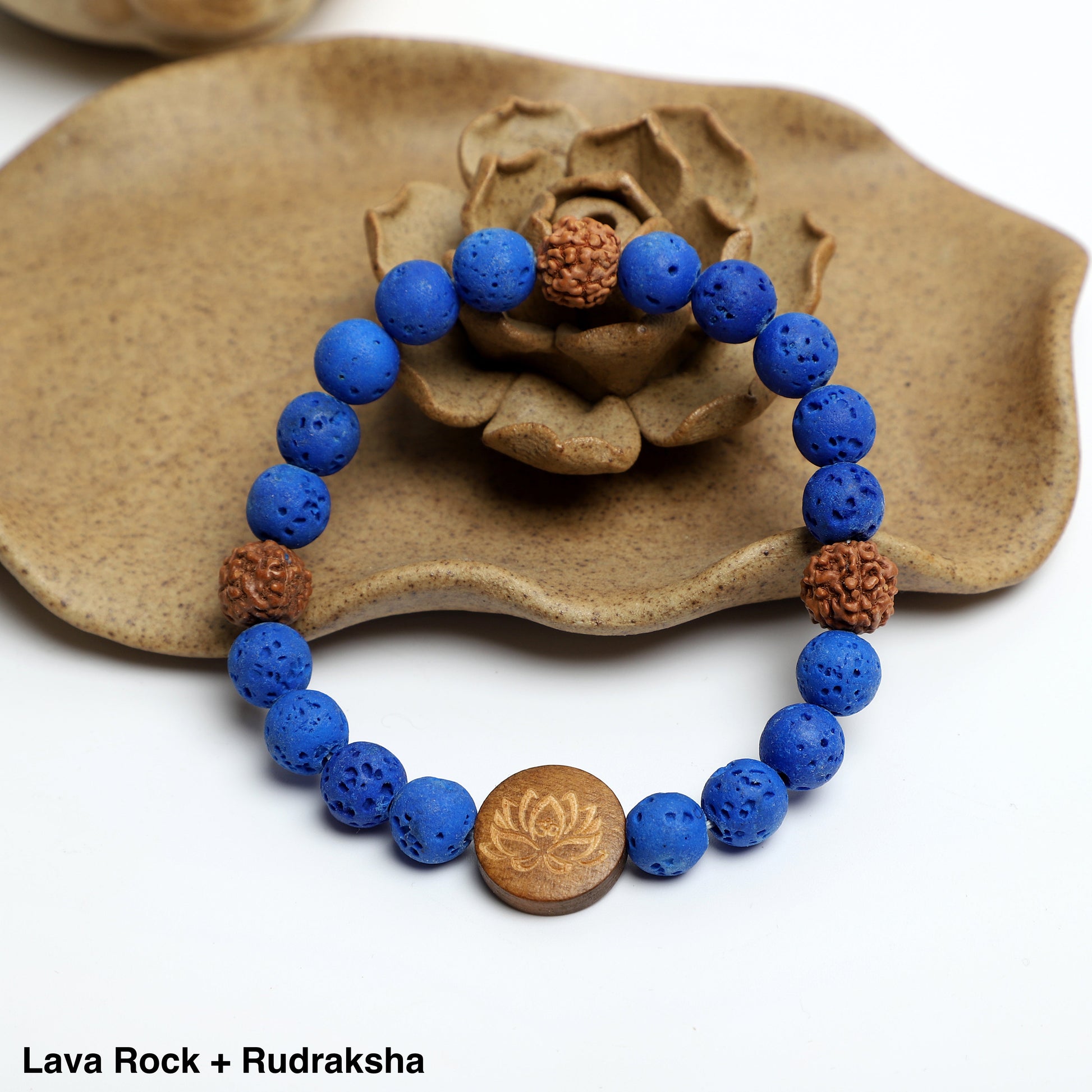 "LOTUS" Bracelet,  ( 8mm Lava Rock, Wooden beads) ROLA DIRECT BUY