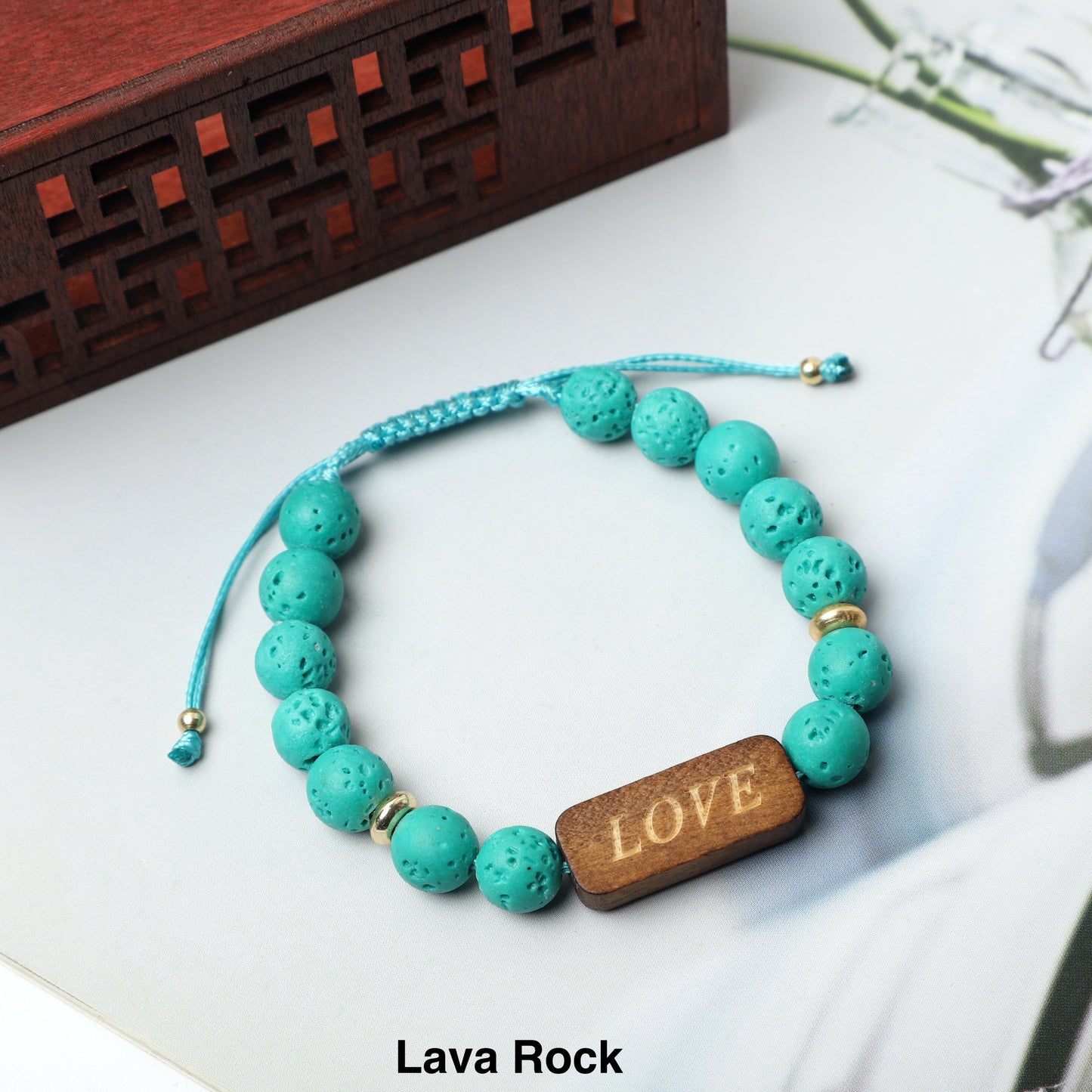 "LOVE" Bracelets  (8mm Lava Rock, Wooden, gemstone beads) ROLA DIRECT BUY