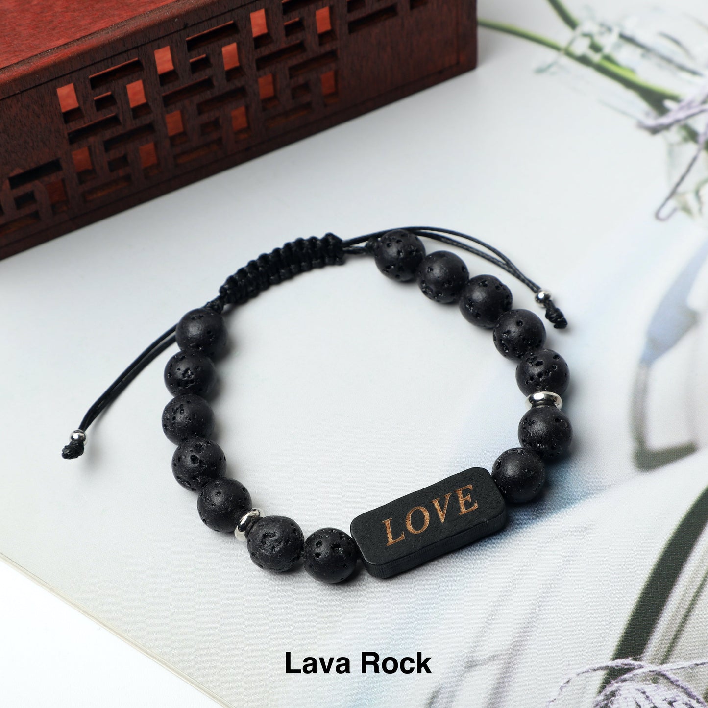 "LOVE" Bracelets  (8mm Lava Rock, Wooden, gemstone beads) ROLA DIRECT BUY