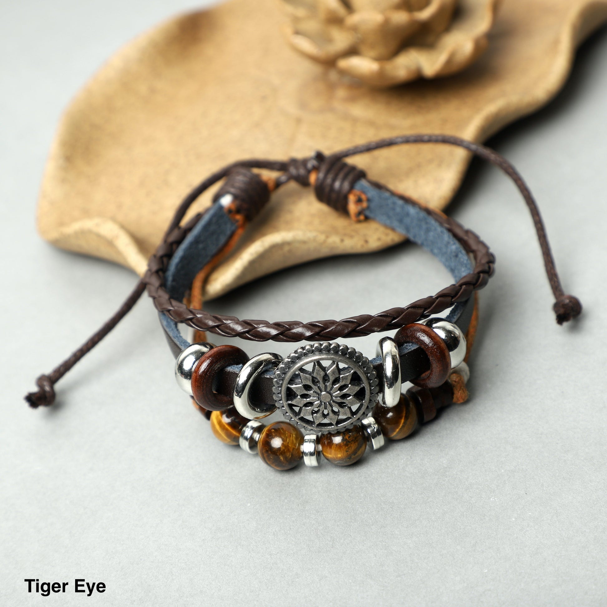 Leather Bracelets  (8mm Lava Rock , gemstone beads) ROLA DIRECT BUY